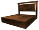 Barnwood Style Timber Peg Panel Platform Bed, Early American, King