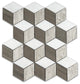 Athens Silver Cream Marble 3D Cube Diamond Geometry Hex Mosaic Tile, 1 sheet