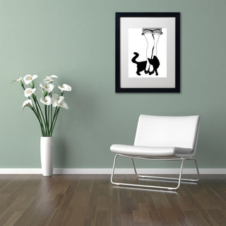 Color Bakery 'Black Cat' Art, Black Frame, White Matte, 16"x20"