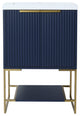 Plywood Freestanding Bathroom Vanity Set with White Ceramic Sink , Navy Blue, 24