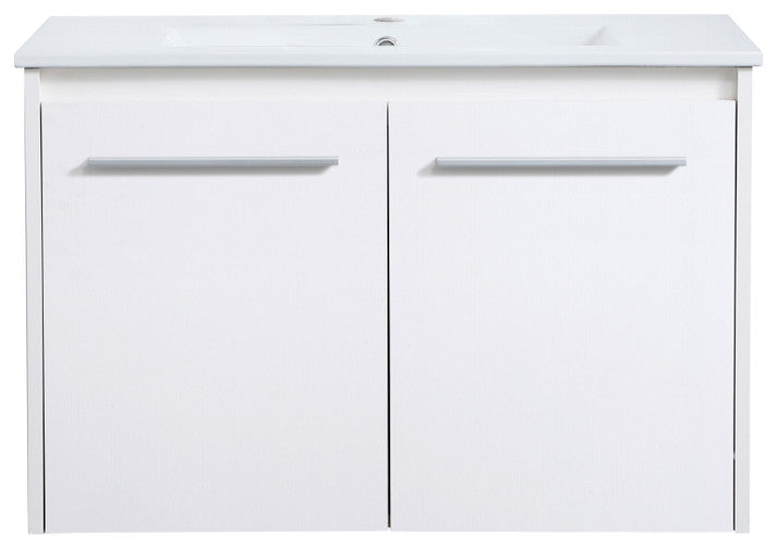 Single Bathroom Floating Vanity, White, 30"