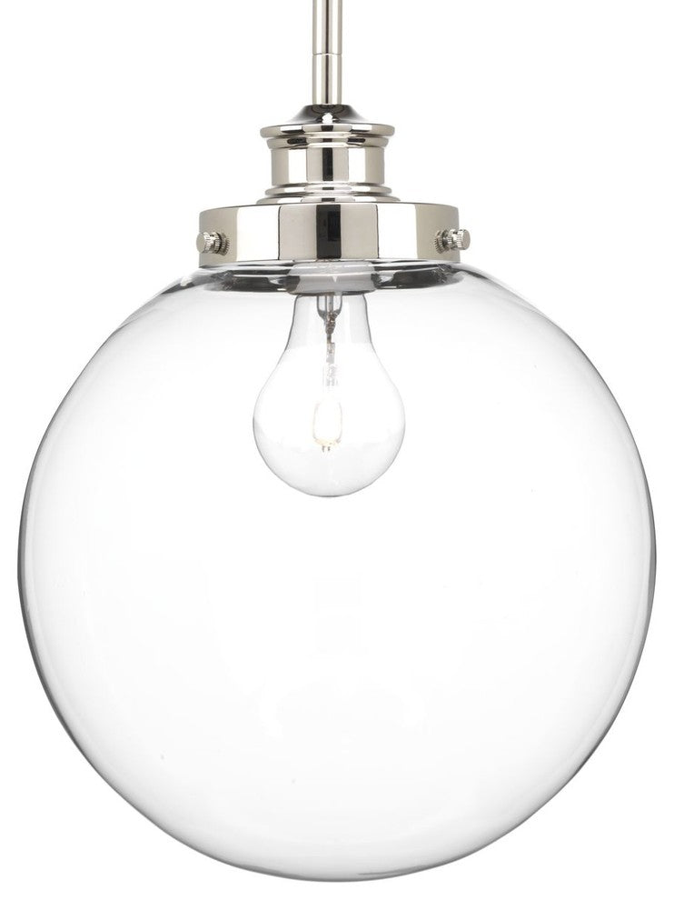 Progress Lighting 1-100W Medium Pendant, Polished Nickel