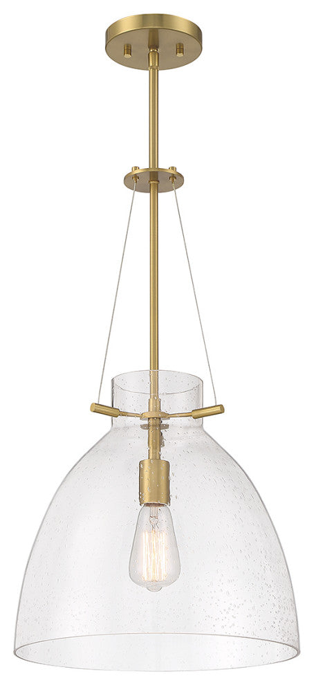 Foster 1-Light Pendant, Matte Black, Warm Brass