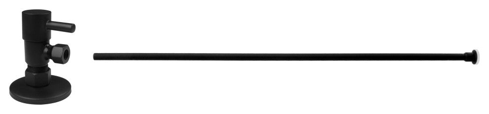 Brass Toilet Kit 1/4-Turn Round Angle Stop 1/2" Copper x 3/8", Matte Black