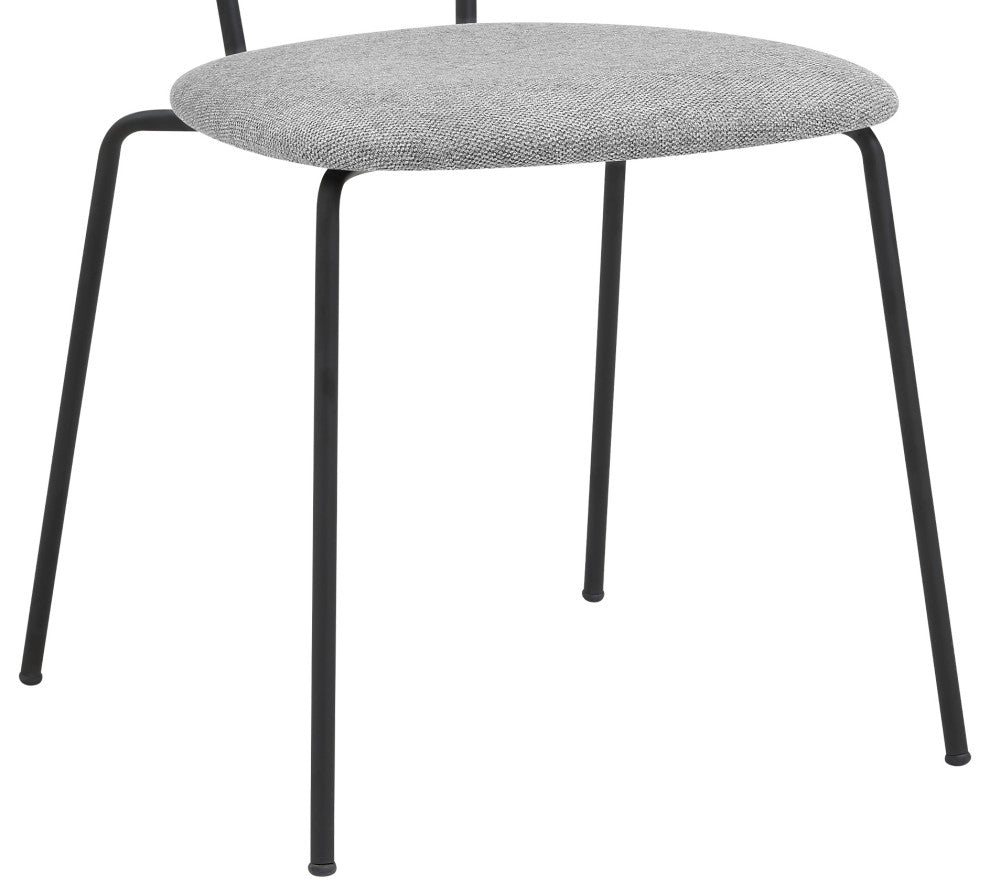Neo Gray Fabric and Black Metal Dining Room Chairs, Set of 2