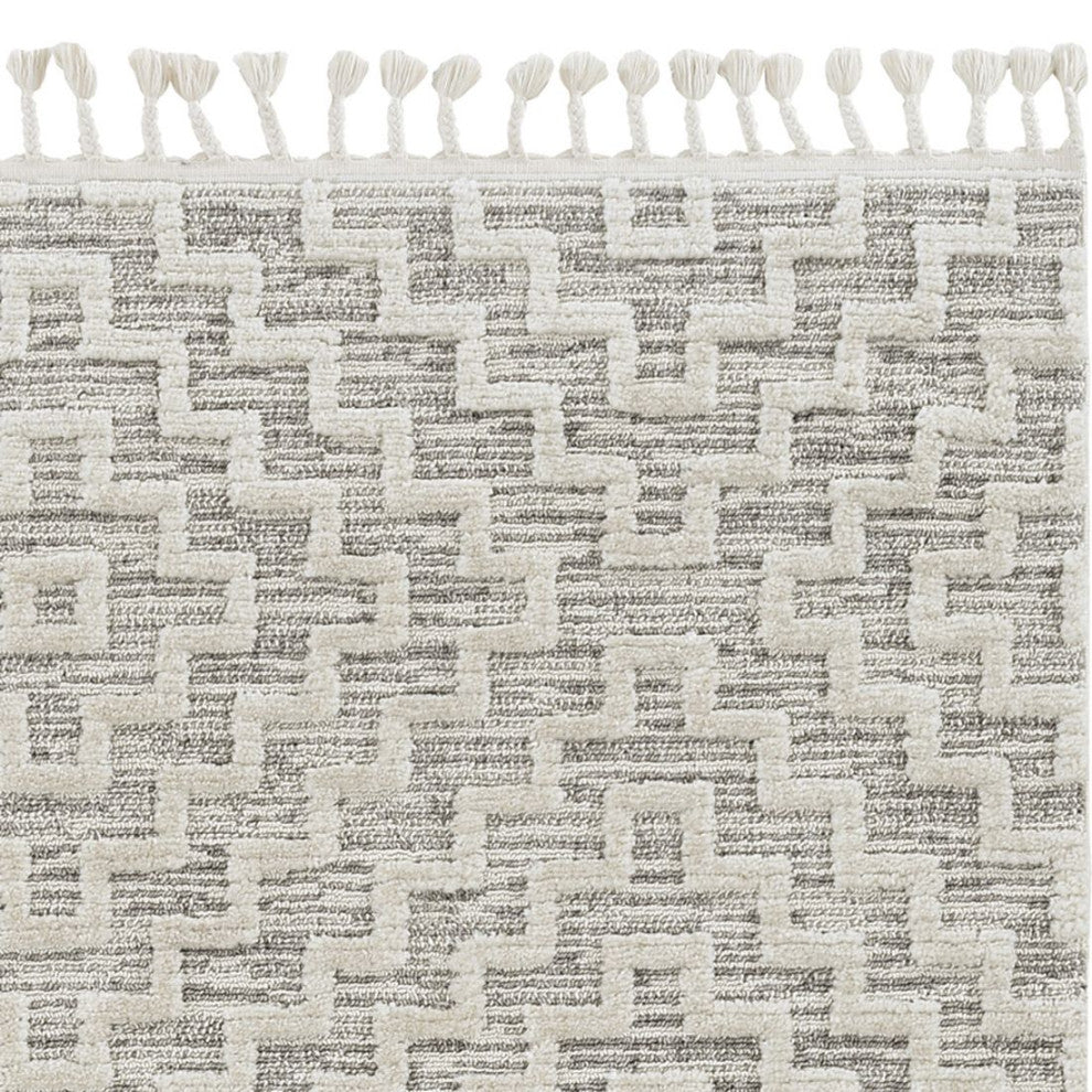 KAS Willow 1104 Ivory Gray Geo Area Rug, Runner