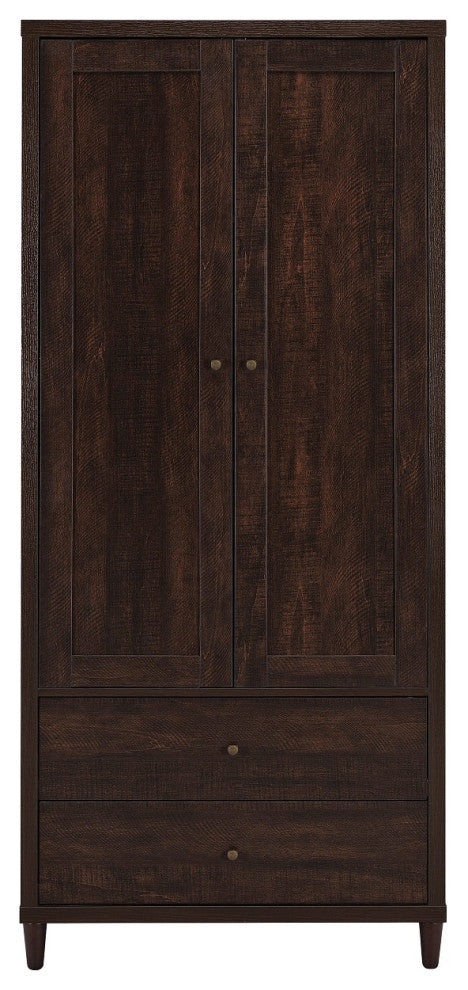 Tall Cabinet With 2 Drawers, Rustic Tobacco