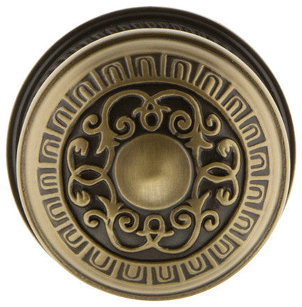 Rope Rosette Privacy Egg and Dart Door Knob, Antique Brass