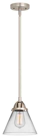 Large Cone Mini Pendant, Brushed Satin Nickel, Clear, Clear