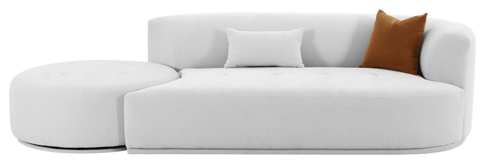Fickle Grey Velvet 2-Piece Chaise Modular RAF Sofa - Grey