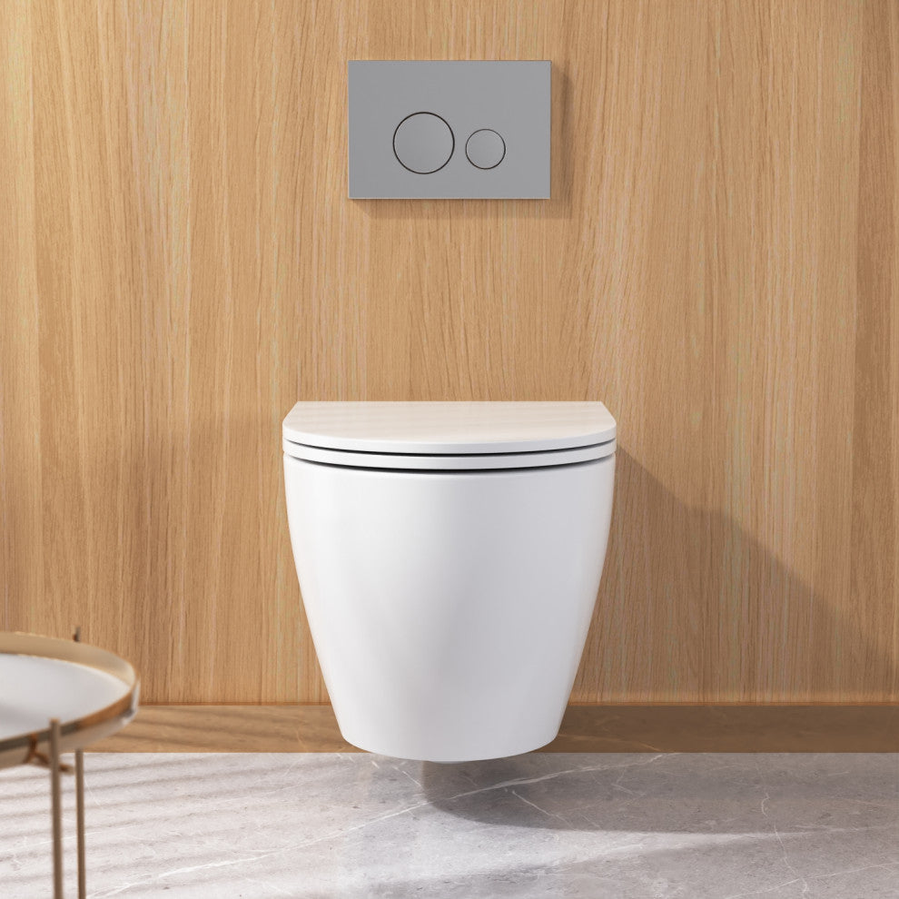 Elongated Wall Mounted Toilet With Concealed In-Wall Toilet Tank