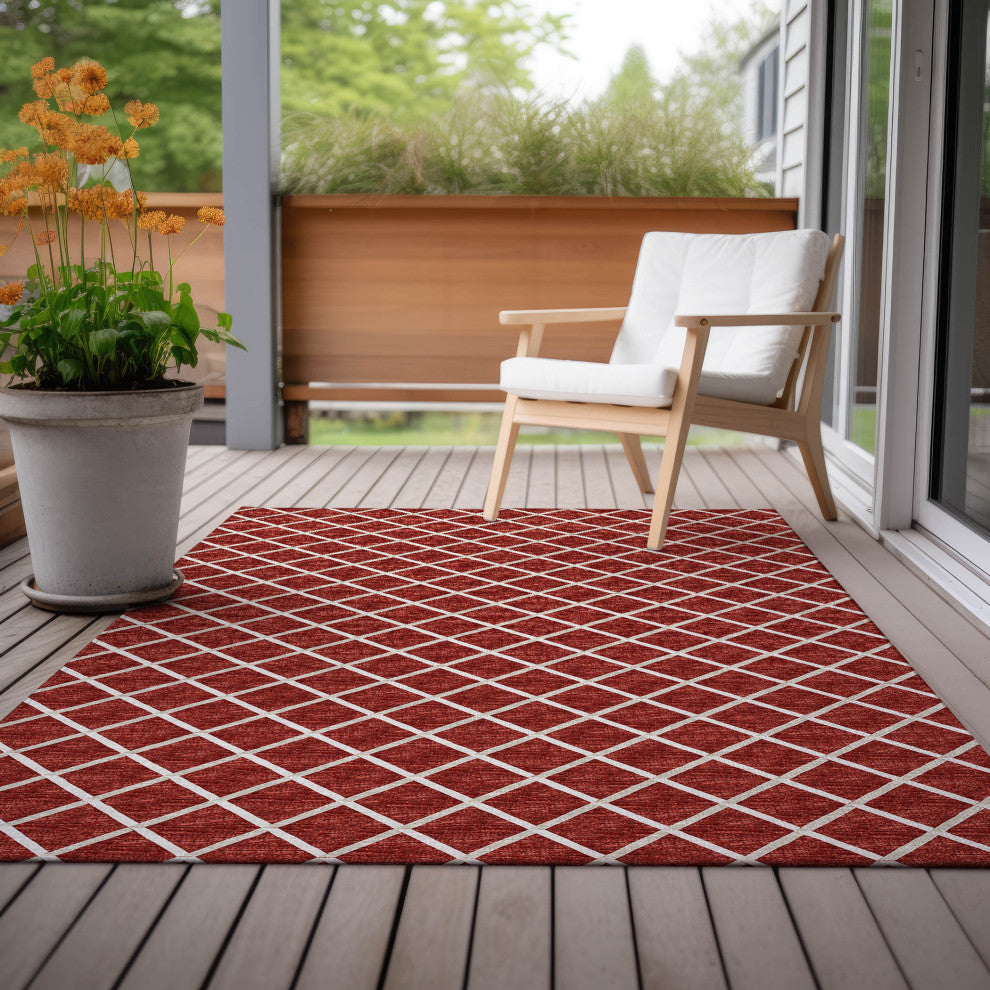 Indoor/Outdoor York YO1 Red Machine Washable 3' x 5' Rug