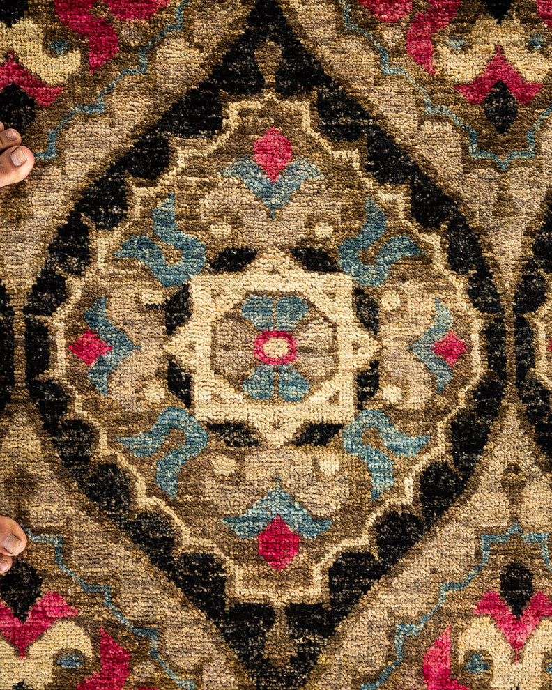 Modern, One-of-a-Kind Hand-Knotted Area Rug Multi, 4' 0" x 6' 0"