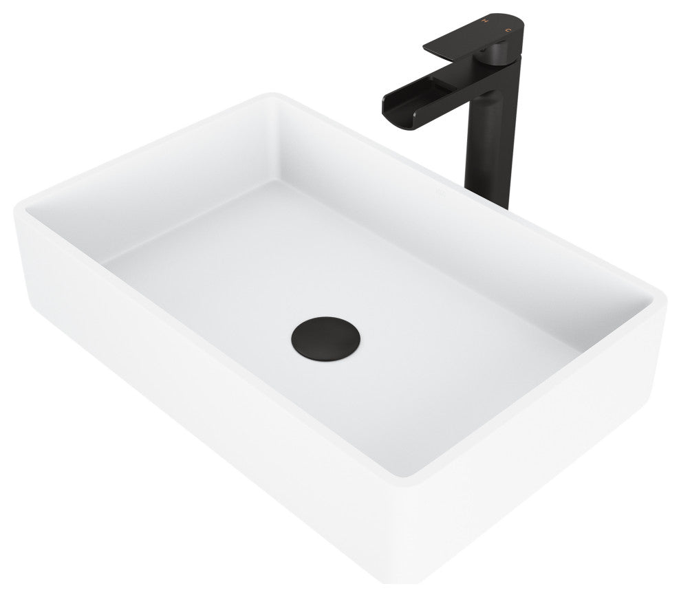 Magnolia 21"L x 14"W MatteStone Vessel Sink and Amada 10"H Faucet Set