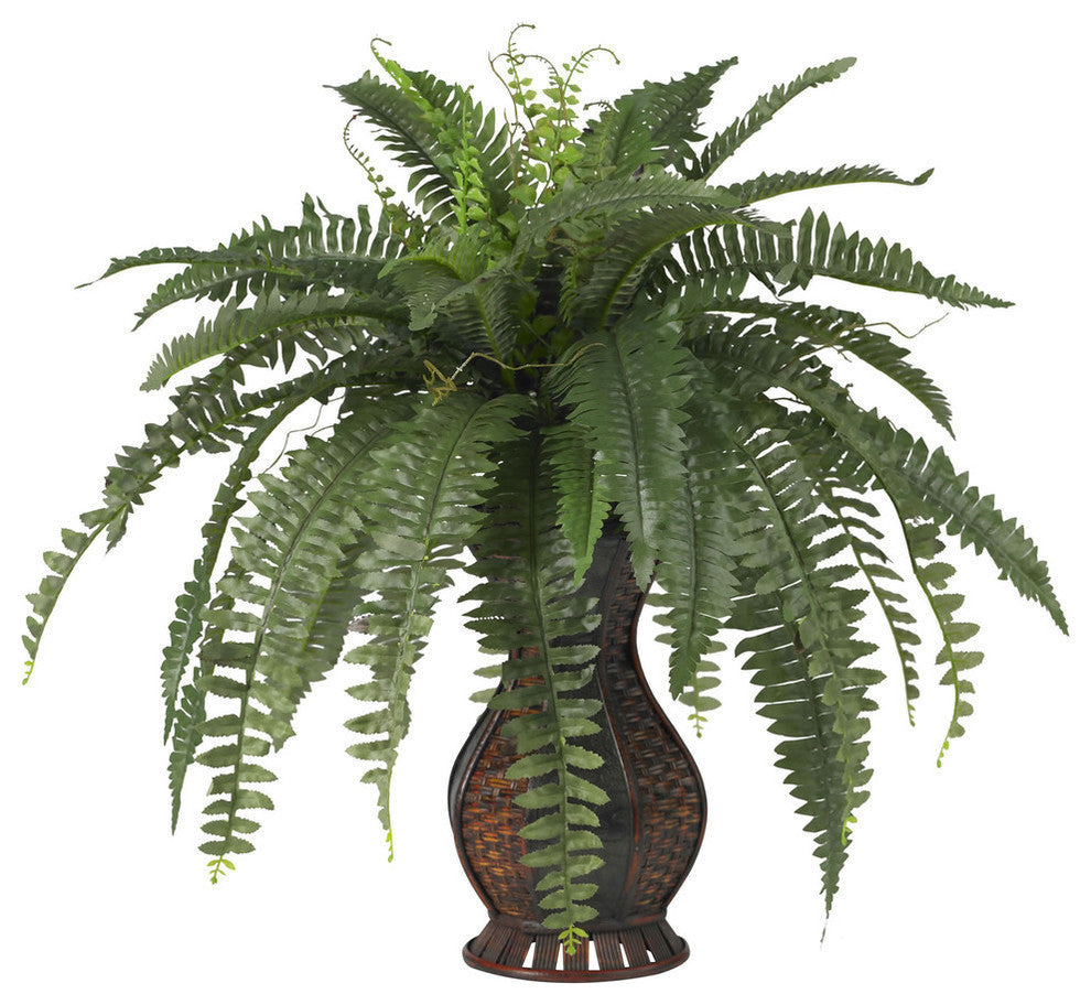 Boston Fern With Urn Silk Plant