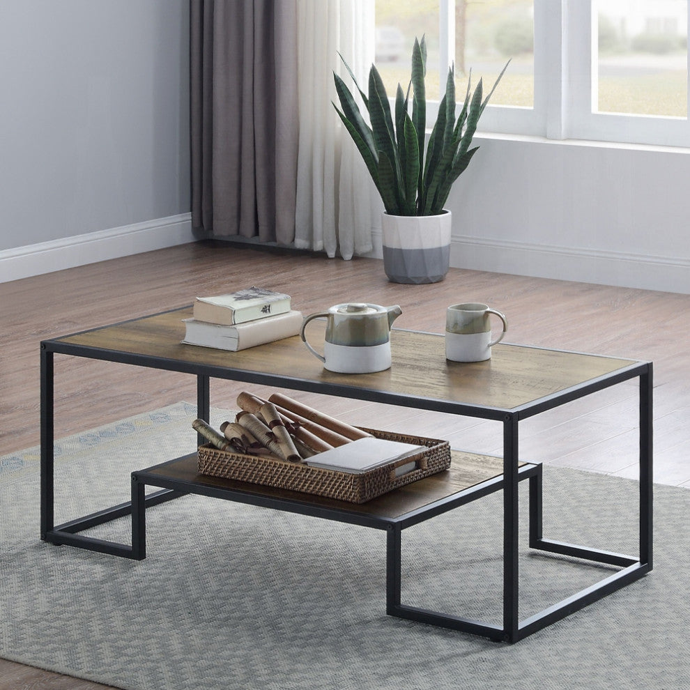 ACME Idella Coffee Table, Rustic Oak and Black
