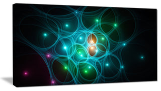 Light Blue Fractal Space Circles, Abstract Canvas Art Print, 32x16