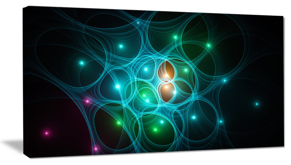 Light Blue Fractal Space Circles, Abstract Canvas Art Print, 32x16