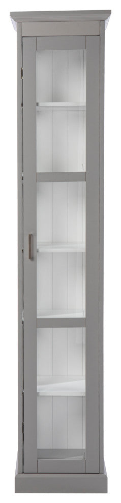 Palmer Tall Curio With Glass Door, Gray
