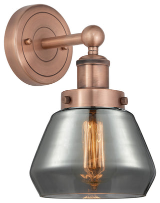 Fulton 1-Light 7" Sconce, Antique Copper Finish, Plated Smoke Shade