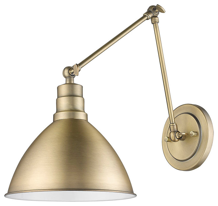 1 Light Wall Mount Cone shaped Adjustable Sconce in Aged Brass