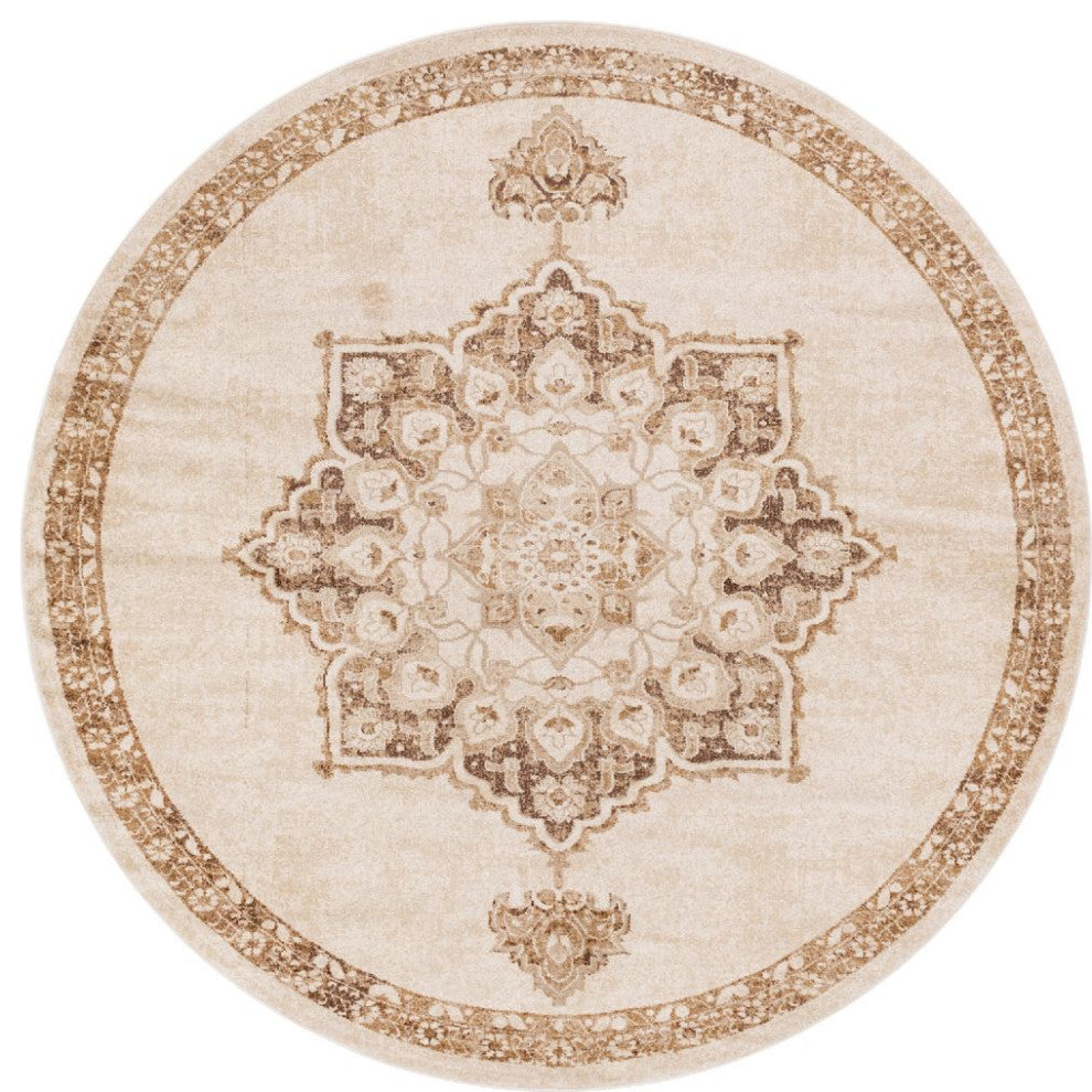 Traditional Ulla Area Rug, Camel, Round 8'