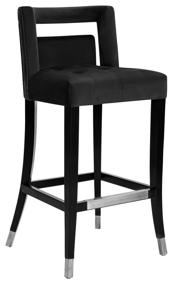 Hart Velvet Stool, Black, Bar Stool