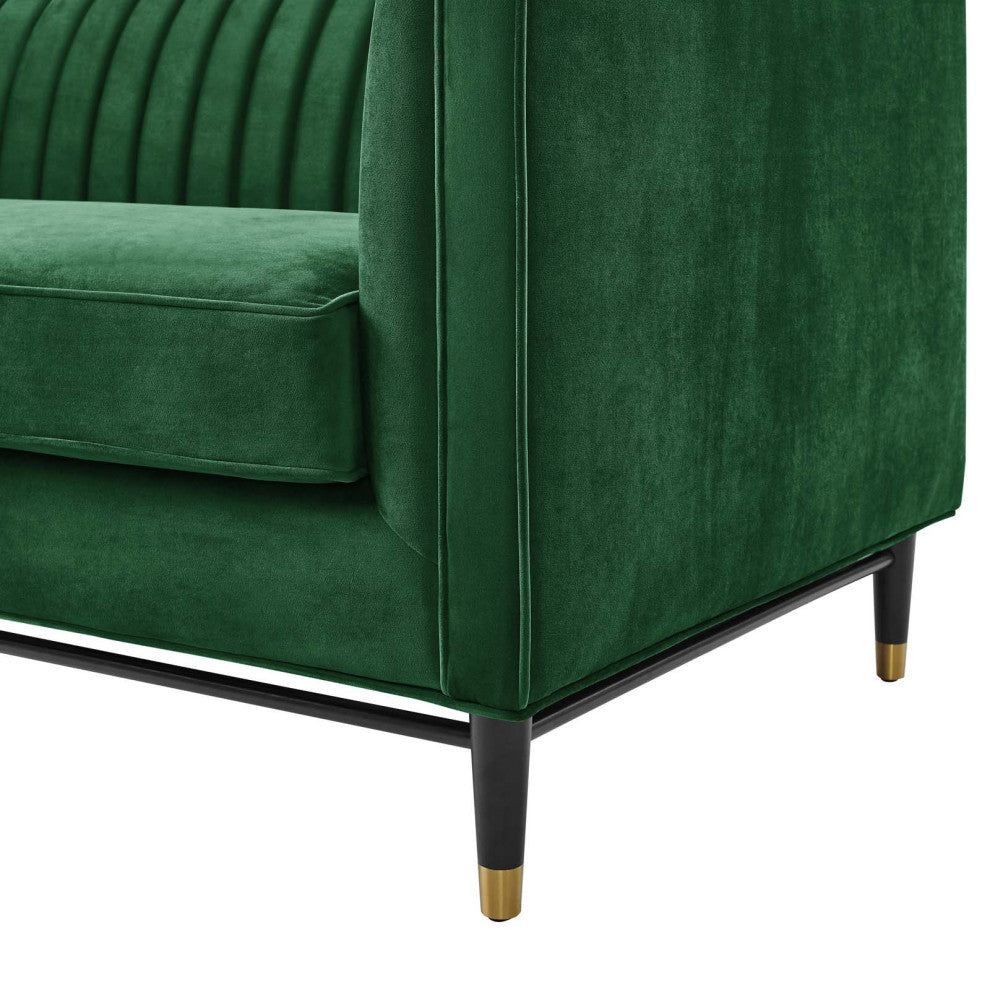 Tufted Sofa, Velvet, Green, Modern, Living Lounge Room Hotel Lobby Hospitality