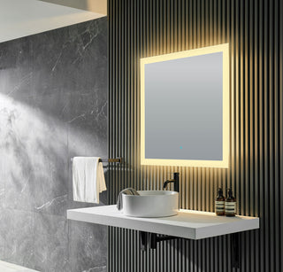 Neptune 39" W x 30" H Frameless LED Bathroom Mirror With Defogger, Silver