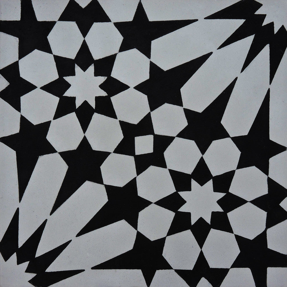 Agdal Handmade Cement Tile, Gray/Black, Sample