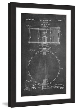 "Snare Drum 1939 Chalk" Framed Painting Print