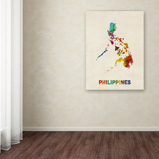 Michael Tompsett 'Philippines Watercolor Map' Canvas Art, 19"x14"