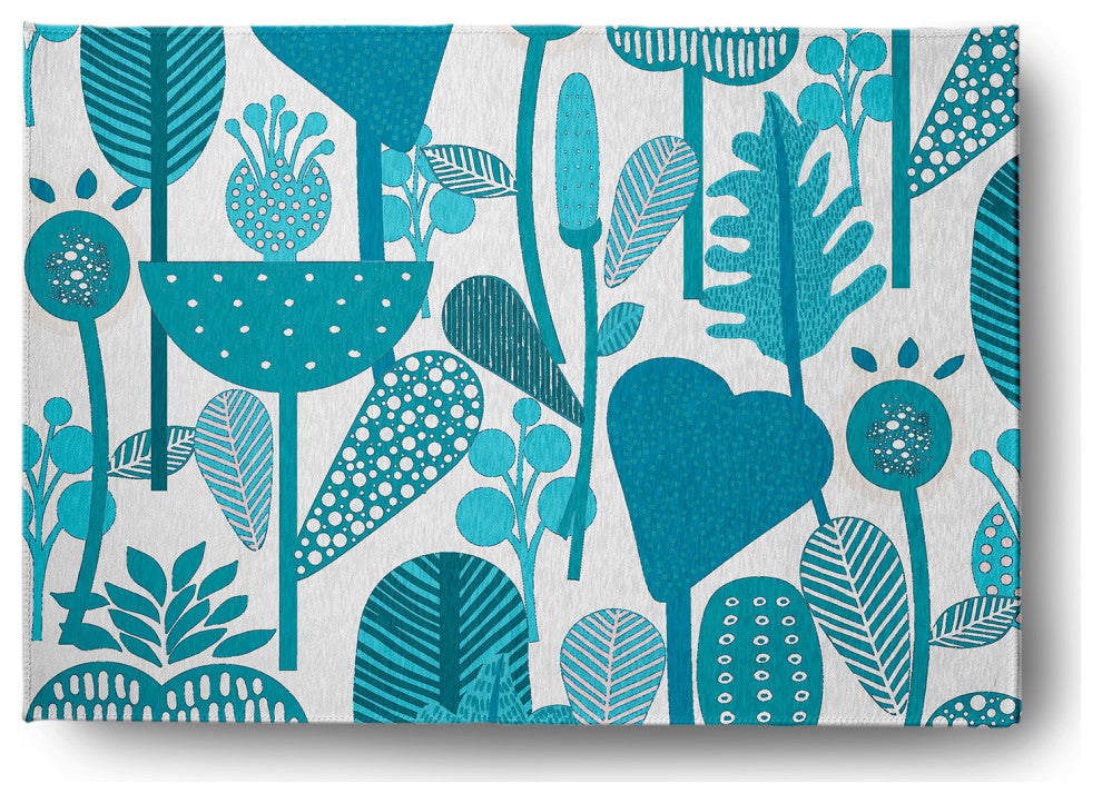 5' x 7' Flower Forest Spring Chenille Indoor/Outdoor Rug