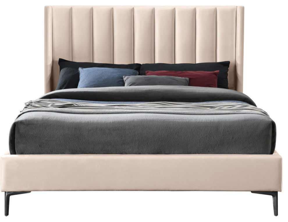 Nadia Velvet Upholstered Bed, Pink, Queen