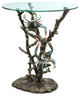 Aluminum Coral and Crab Decorative Glass Top End Table