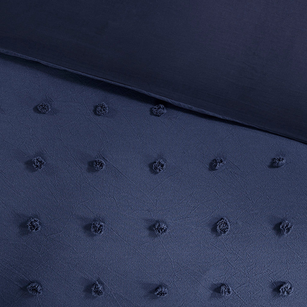 Urban Habitat Brooklyn Pom-Pom 7-Piece Duvet Cover Set, Indigo Blue