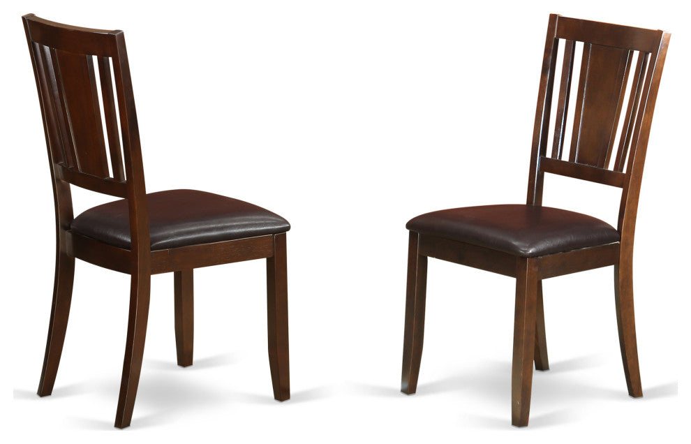 5 Pc Dining Set, Mahogany Table, 4 Mahogany Faux Leather Comfortable Chairs