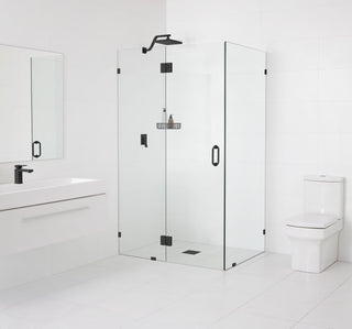78"x50"x37" Frameless 90 Degree Shower Enclosure Glass Hinge, Matte Black
