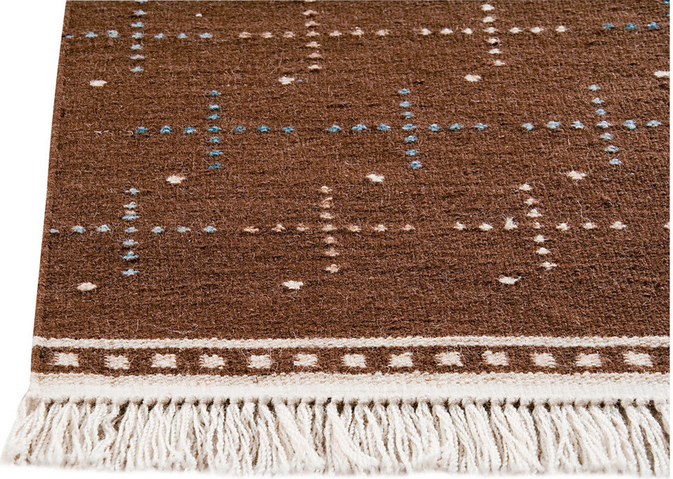 Hand Woven Brown Wool Area Rug, 9''0"x12''0"