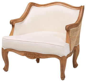 Saif Accent Chair, Beige/Honey Brown