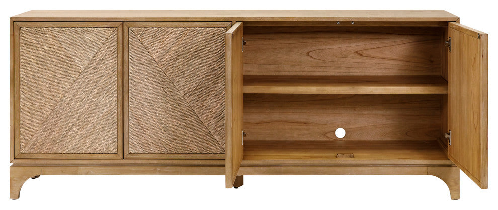 Coastal Style 80" TV Console Entertainment Stand Wood, Brown
