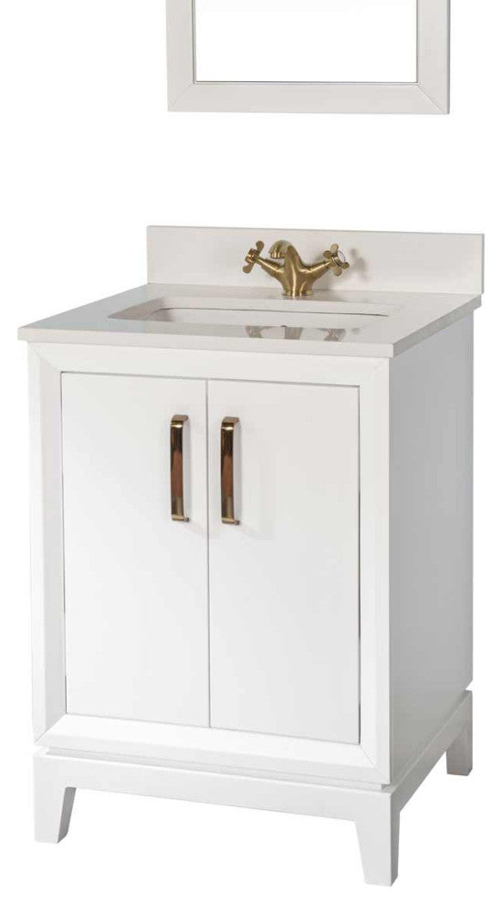 Fabia Collection 24" Bathroom Vanity With Sink, Mirror, Countertop, White