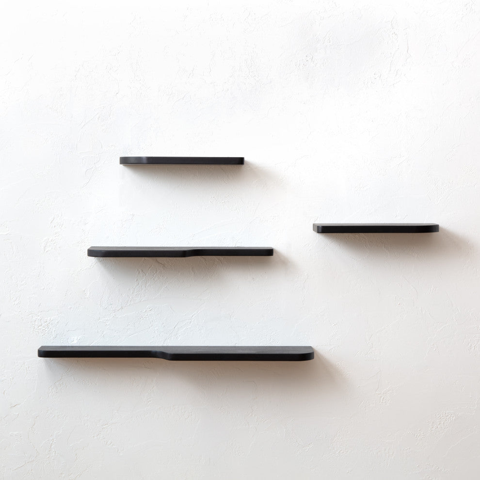 Dale Set of 4 Wall Mounted Shelves, Black