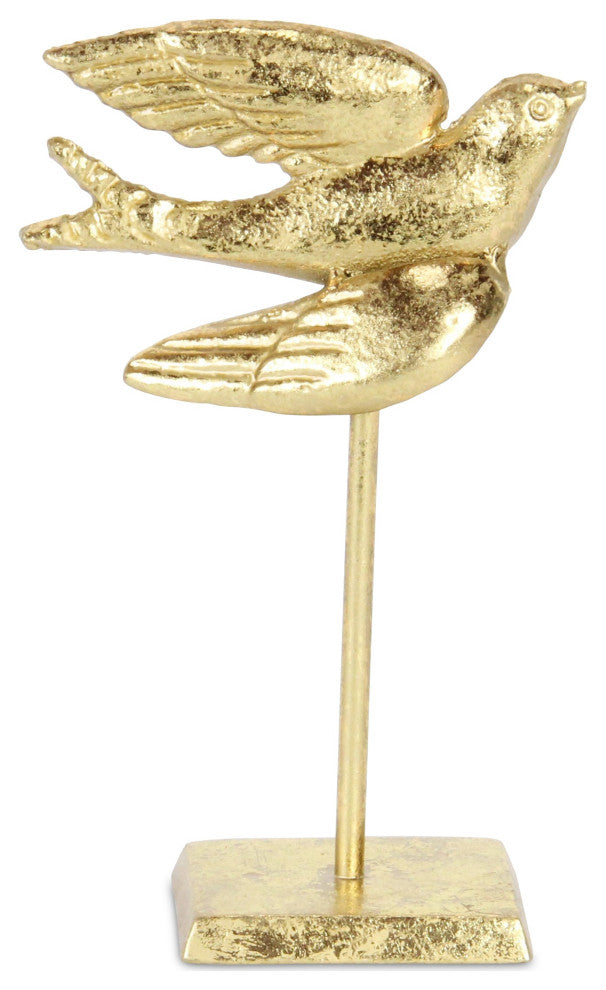 Lirondelle Golden Raised Cast Iron Flying Swallow Decor