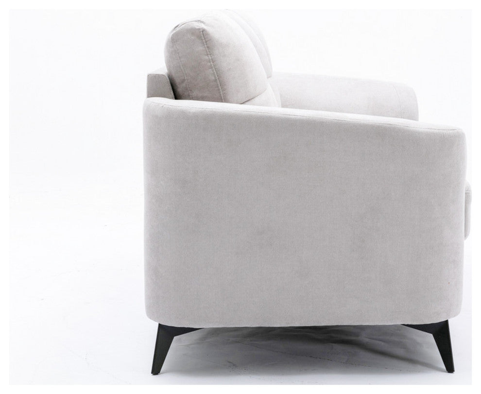 Benzara BM287964 Odin 60" Modern Loveseat, Tufted Cushions, Light Gray