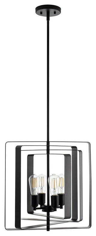 Sabaria 4-Light Industrial Pendant Light With LED Bulbs, Black
