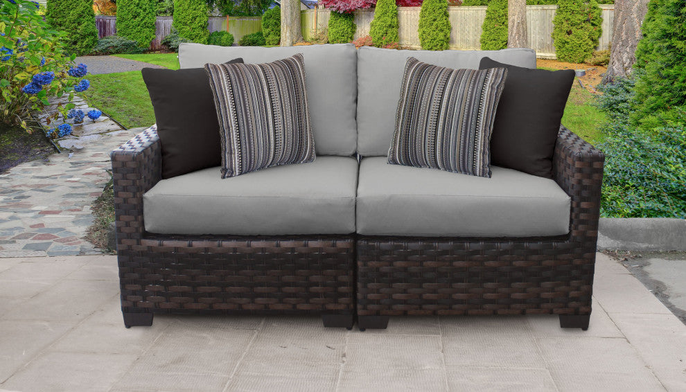 kathy ireland River Brook 2 Piece Wicker Patio Furniture Set, Slate