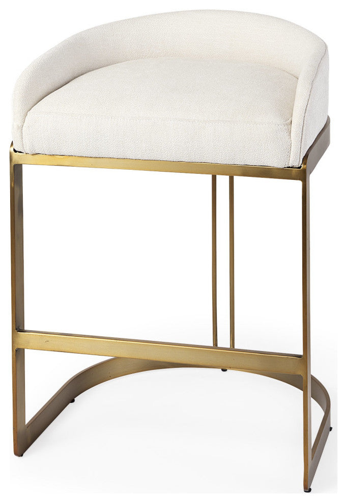 29" Off White and Gold Low Back Counter Stool