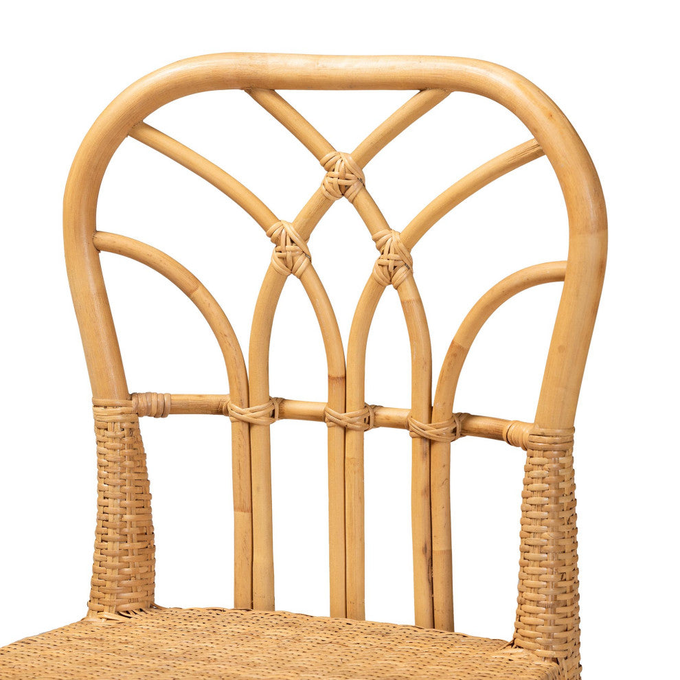 Ansa Natural Rattan & Mahogany Counter Stool