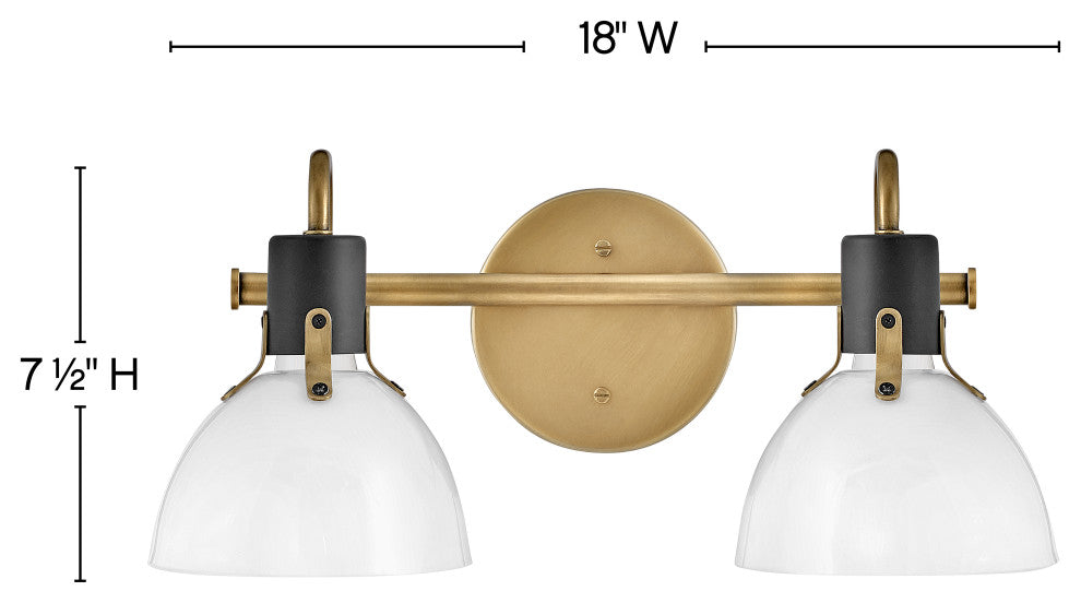 Hinkley Argo 18" Small Two Light Vanity, Heritage Brass with Black Accents